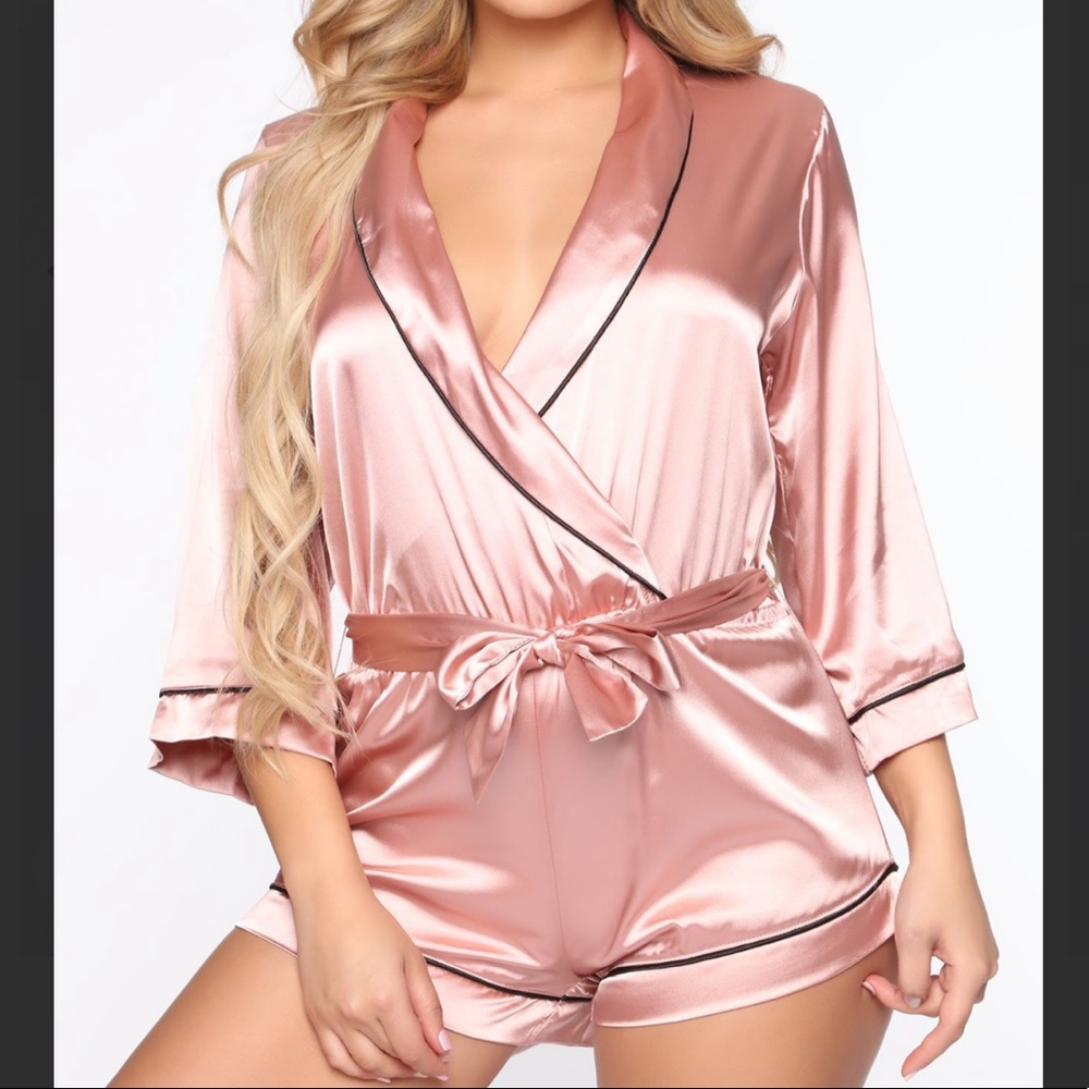 Fashion Nova satin pajama romper